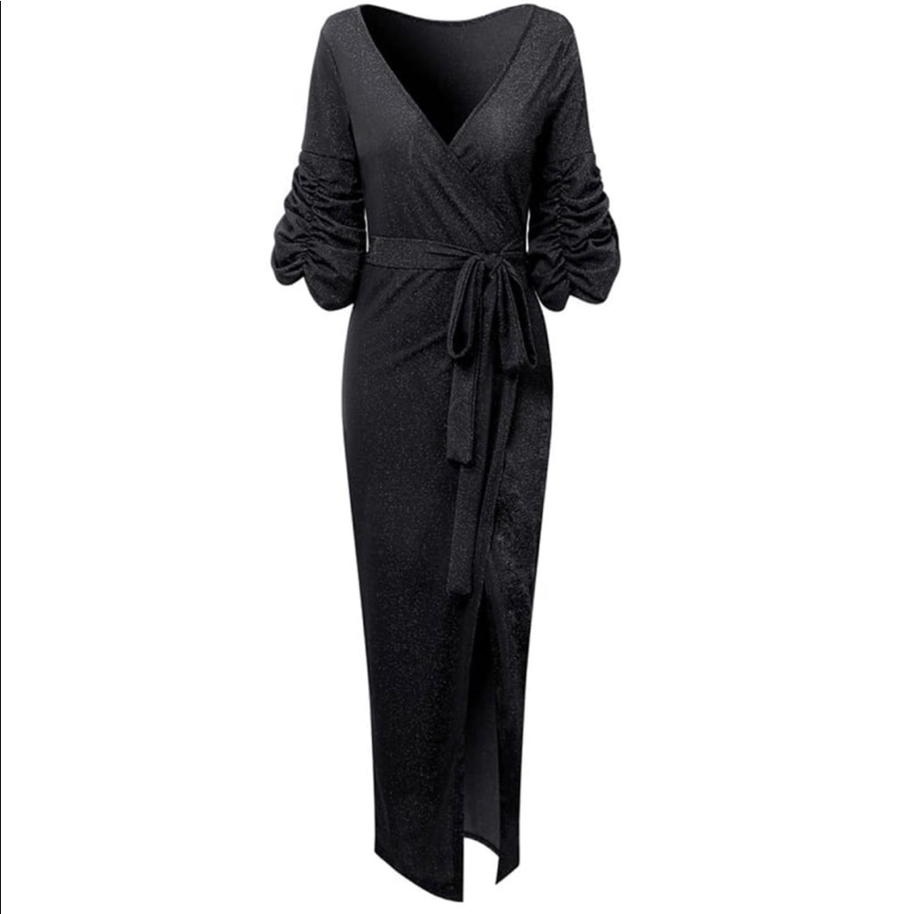 Black Shimmer Evening Dress - Picture 3 of 8